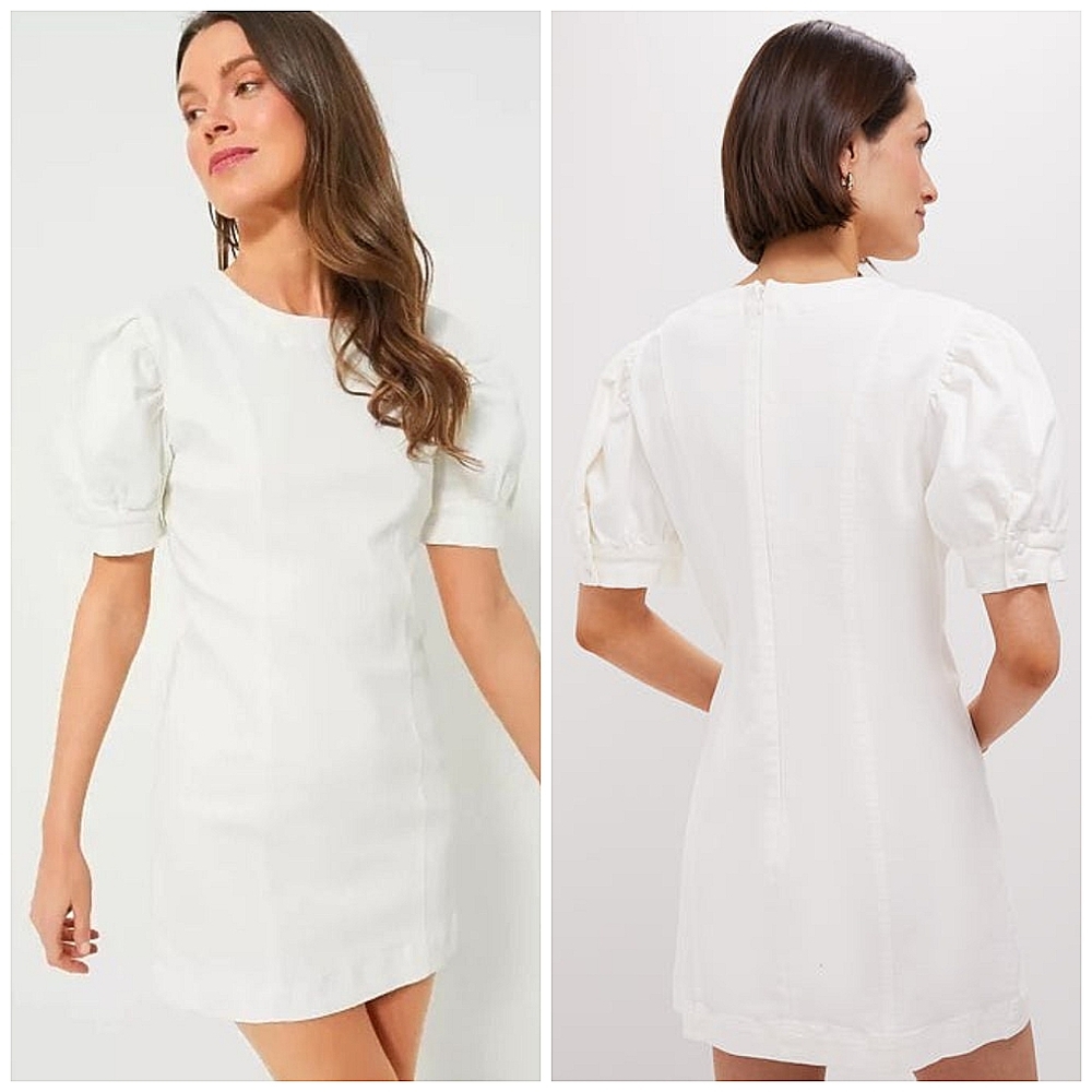 Hyacinth House White Stretch Denim Juniper Mini Dress, Large, Tuckernuck Denim